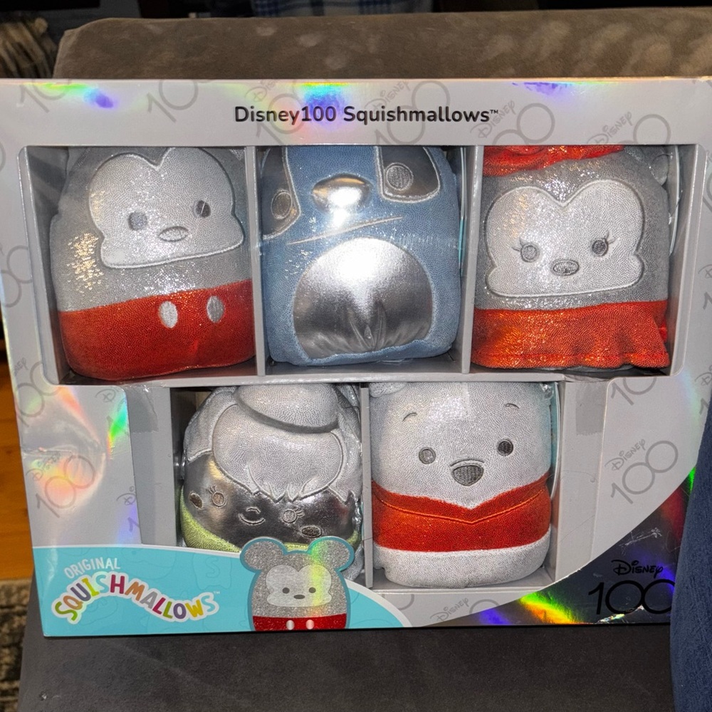 Disney Squishmallows Metallic Silver, Red & Light Blue 100 Plush Set